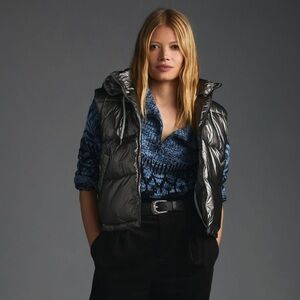 Pilcro Metallic Puffer Vest Carbon XL Anthropologie